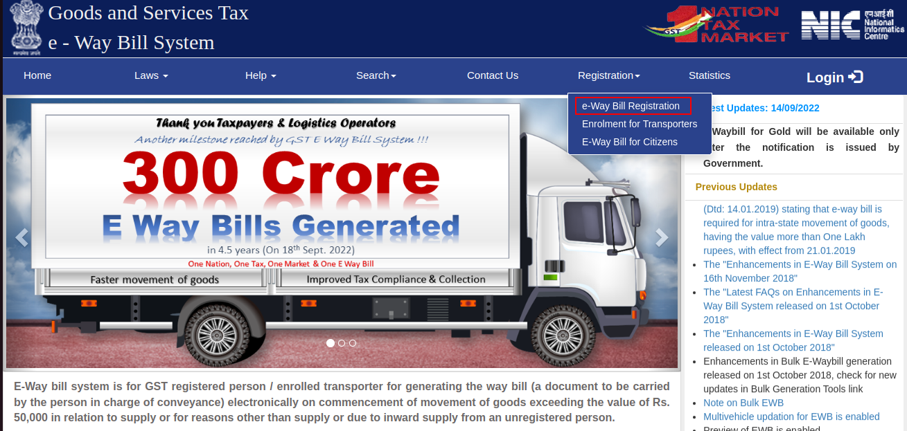 e-way bill System Registration
