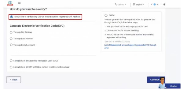 step 1 - select I would like to verify using OTP on the mobile number registered with Aadhaar