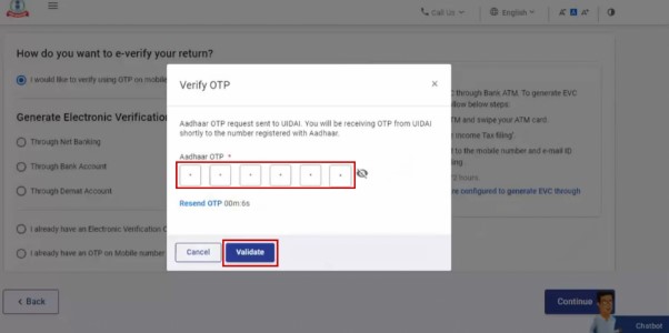 Step 3 - Enter the 6-digit OTP received on your mobile number