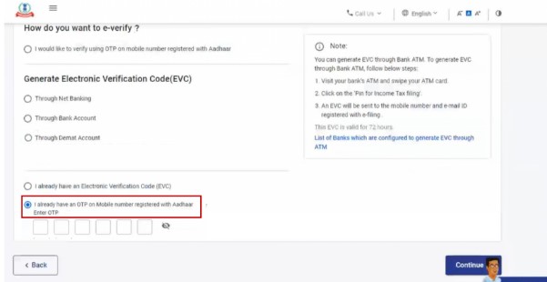 Step 1 - select I already have an OTP on the Mobile number registered with Aadhaar.