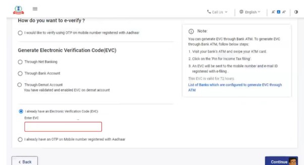 Step 1 - select I already have an EVC