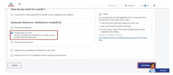 Step 1 - On the e-Verify page, select Through Bank Account