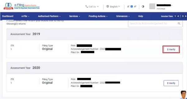 click e-Verify against the unverified return